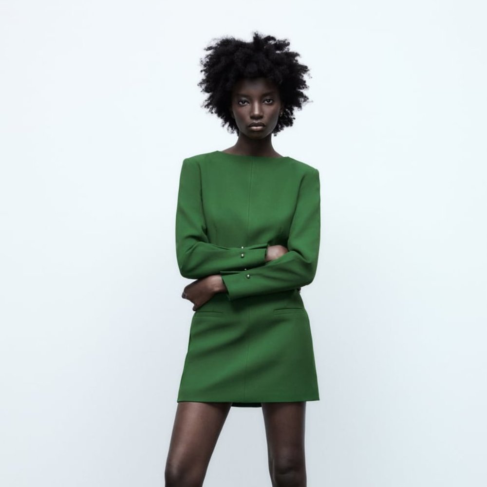 zara green short dress | Dresses | Nwt Zara Tailored Mini Greenish Ref 872577 Xl S spring fits